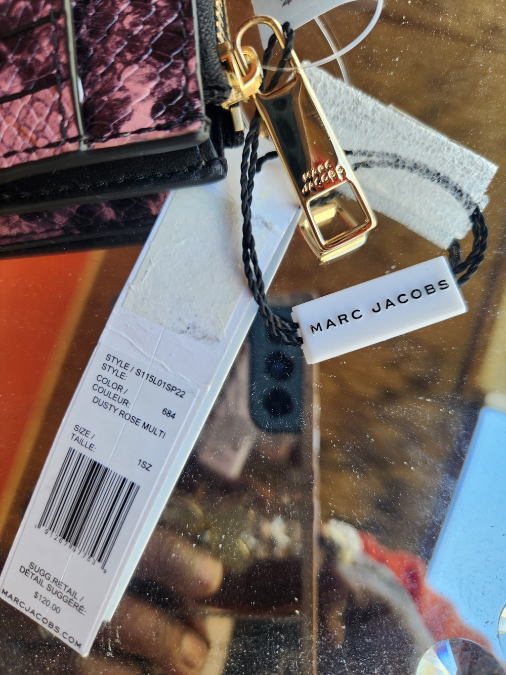 Marc Jacobs Black and Pink Snake-Embossed Card Case NWT - Picture 3 of 3